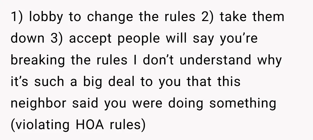 1) lobby to change the rules 2) take them down 3) accept people will say you’re breaking the rules I don’t understand why it’s such a big deal to you...