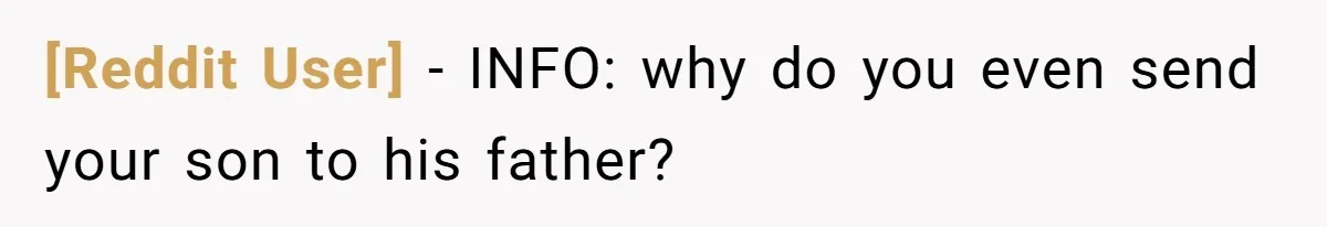 [Reddit User] − INFO: why do you even send your son to his father?
