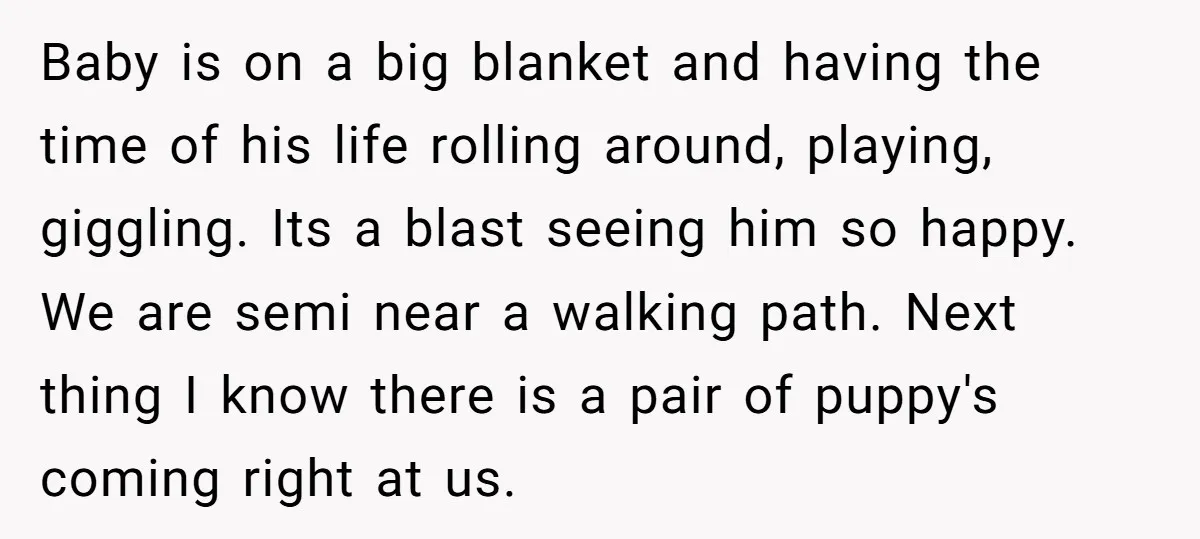 Baby is on a big blanket and having the time of his life rolling around, playing, giggling. Its a blast seeing him so happy. We are semi near a walking...