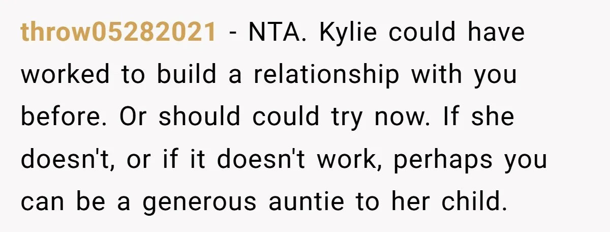 throw05282021 − NTA. Kylie could have worked to build a relationship with you before. Or should could try now. If she doesn't, or if it doesn't work, perhaps you can...