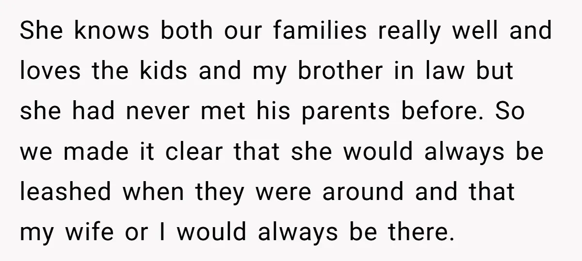 She knows both our families really well and loves the kids and my brother in law but she had never met his parents before. So we made it clear that...