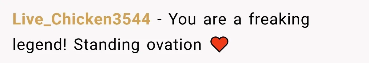 Live_Chicken3544 − You are a freaking legend! Standing ovation ♥️