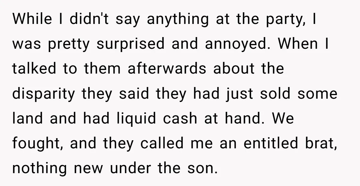 While I didn't say anything at the party, I was pretty surprised and annoyed. When I talked to them afterwards about the disparity they said they had just sold some...