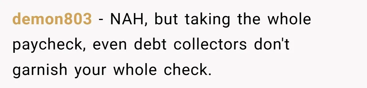 demon803 − NAH, but taking the whole paycheck, even debt collectors don't garnish your whole check.