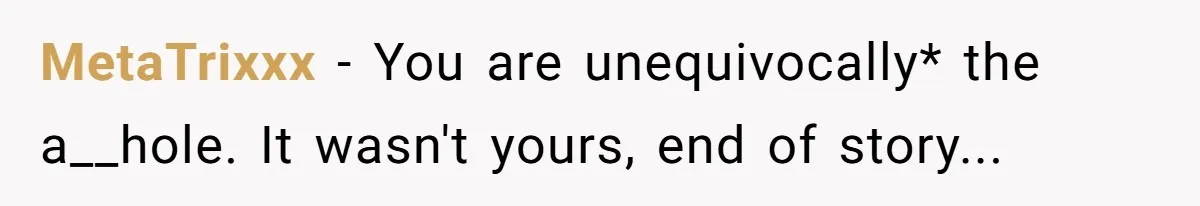 MetaTrixxx − You are unequivocally* the a__hole. It wasn't yours, end of story...