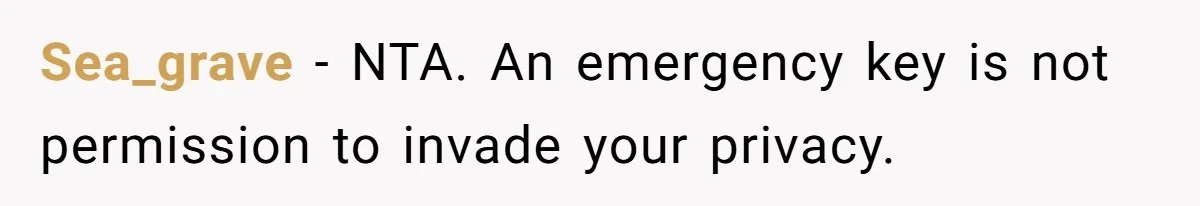 Sea_grave − NTA. An emergency key is not permission to invade your privacy.