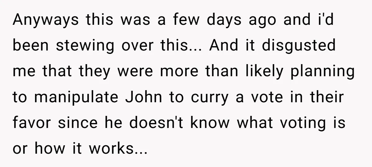 Anyways this was a few days ago and i'd been stewing over this... And it disgusted me that they were more than likely planning to manipulate John to curry a...