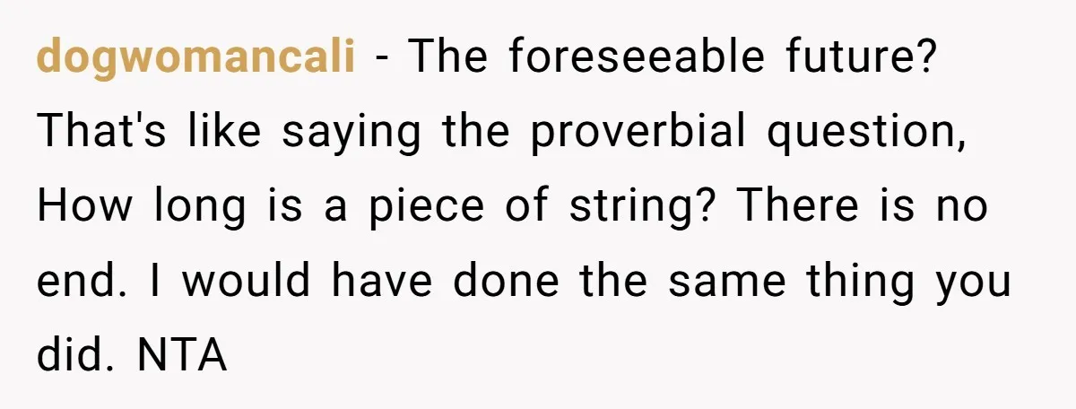 dogwomancali − The foreseeable future? That's like saying the proverbial question, How long is a piece of string? There is no end. I would have done the same thing you...