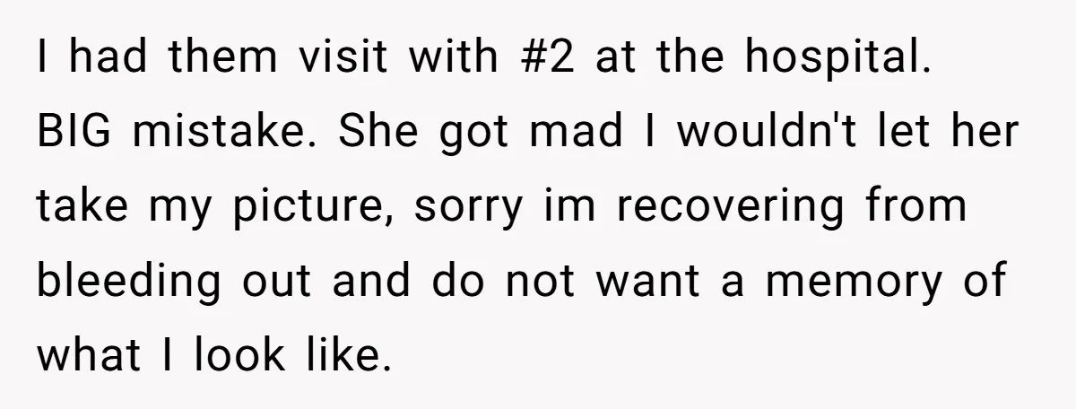 I had them visit with #2 at the hospital. BIG mistake. She got mad I wouldn't let her take my picture, sorry im recovering from bleeding out and do not...
