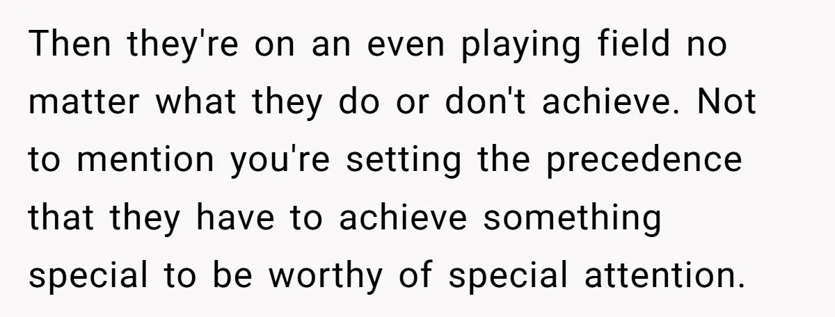 Then they're on an even playing field no matter what they do or don't achieve. Not to mention you're setting the precedence that they have to achieve something special to...