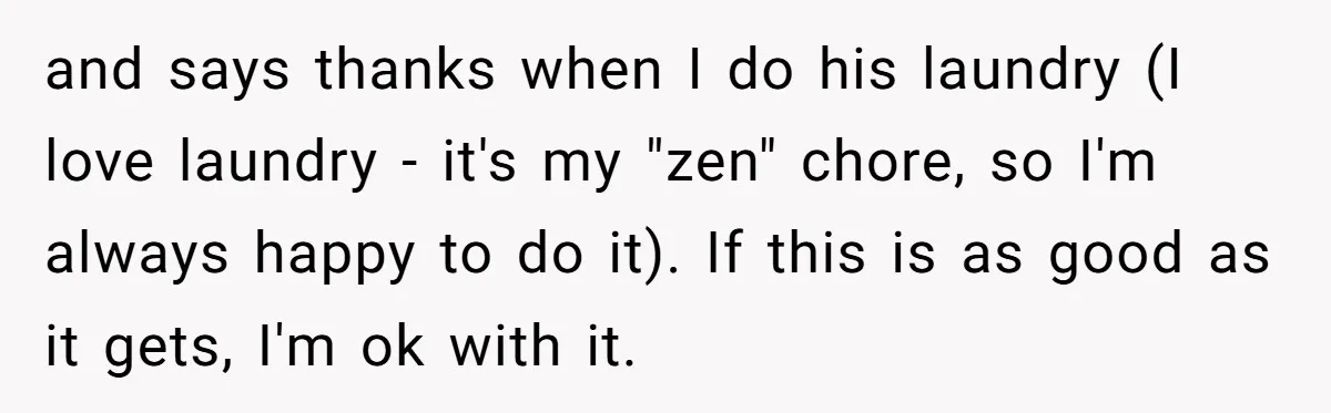 and says thanks when I do his laundry (I love laundry - it's my "zen" chore, so I'm always happy to do it). If this is as good as it...