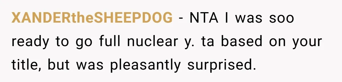 XANDERtheSHEEPDOG − NTA I was soo ready to go full nuclear y. ta based on your title, but was pleasantly surprised.