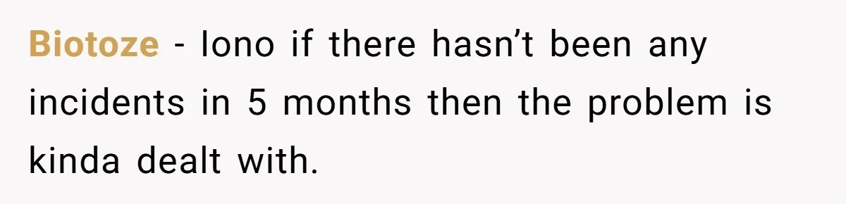 Biotoze − Iono if there hasn’t been any incidents in 5 months then the problem is kinda dealt with.