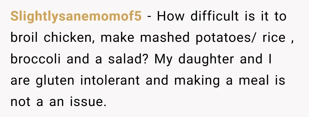 Slightlysanemomof5 − How difficult is it to broil chicken, make mashed potatoes/ rice , broccoli and a salad? My daughter and I are gluten intolerant and making a meal is...