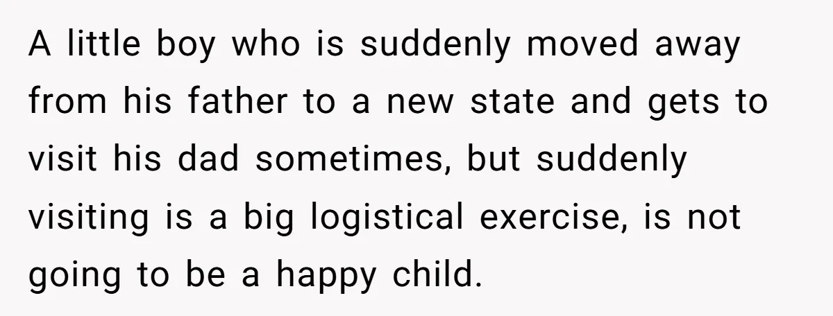 A little boy who is suddenly moved away from his father to a new state and gets to visit his dad sometimes, but suddenly visiting is a big logistical exercise,...