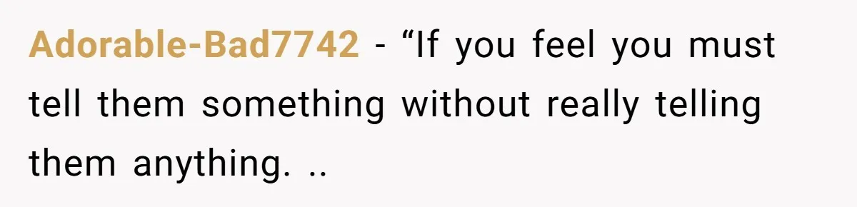 Adorable-Bad7742 − “If you feel you must tell them something without really telling them anything. ..