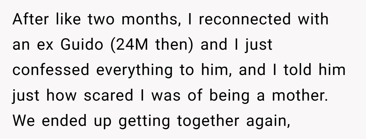 After like two months, I reconnected with an ex Guido (24M then) and I just confessed everything to him, and I told him just how scared I was of being...