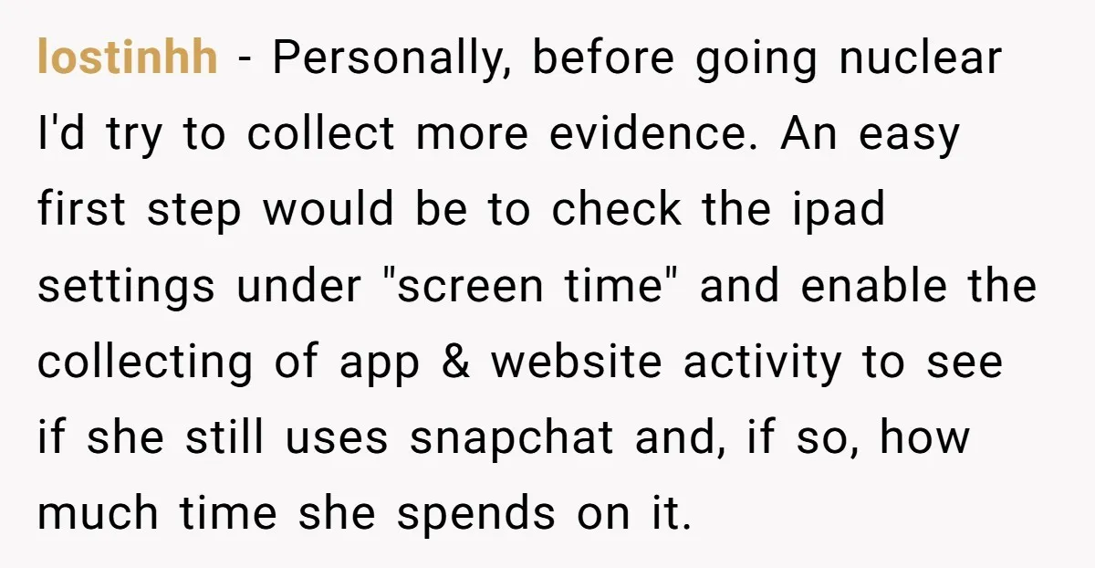lostinhh − Personally, before going nuclear I'd try to collect more evidence. An easy first step would be to check the ipad settings under "screen time" and enable the collecting...