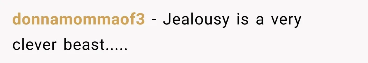 donnamommaof3 − Jealousy is a very clever beast.....
