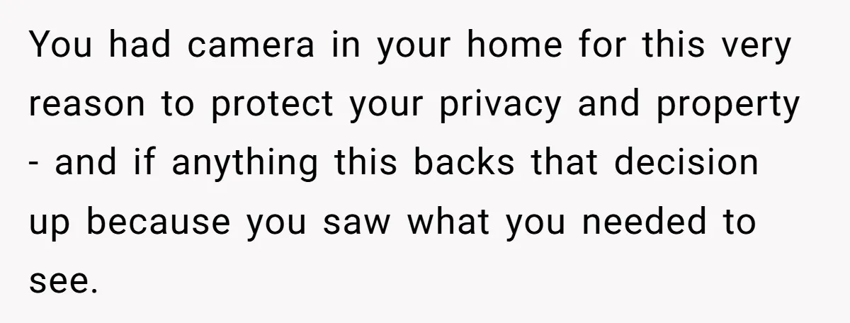 You had camera in your home for this very reason to protect your privacy and property - and if anything this backs that decision up because you saw what you...