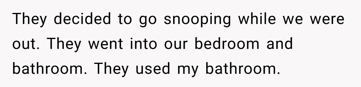 They decided to go snooping while we were out. They went into our bedroom and bathroom. They used my bathroom.