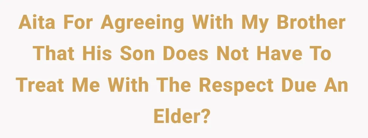 AITA for agreeing with my brother that his son does not have to treat me with the respect due an elder?