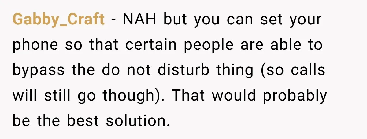 Gabby_Craft − NAH but you can set your phone so that certain people are able to bypass the do not disturb thing (so calls will still go though). That would...
