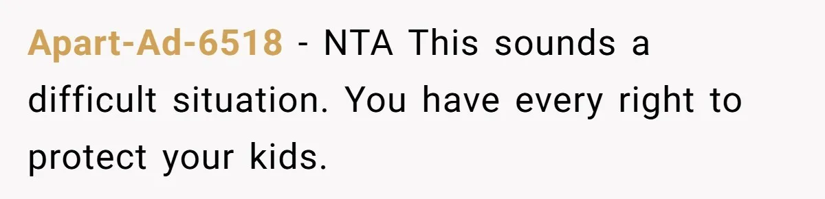 Apart-Ad-6518 − NTA This sounds a difficult situation. You have every right to protect your kids.