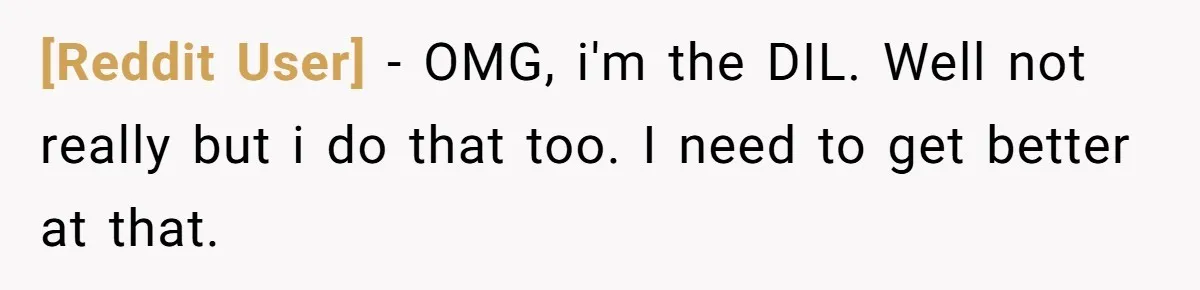 [Reddit User] − OMG, i'm the DIL. Well not really but i do that too. I need to get better at that.