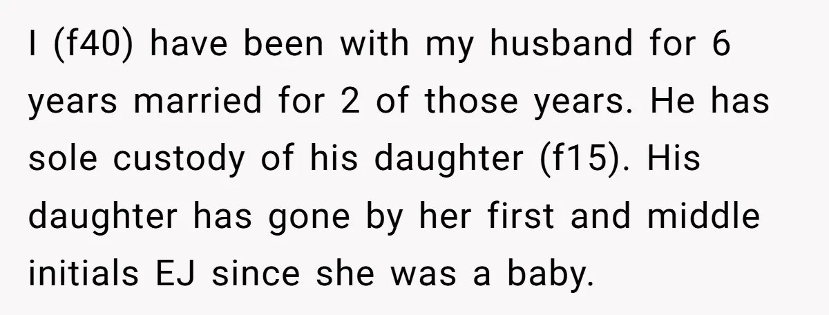 I (f40) have been with my husband for 6 years married for 2 of those years. He has sole custody of his daughter (f15). His daughter has gone by her...