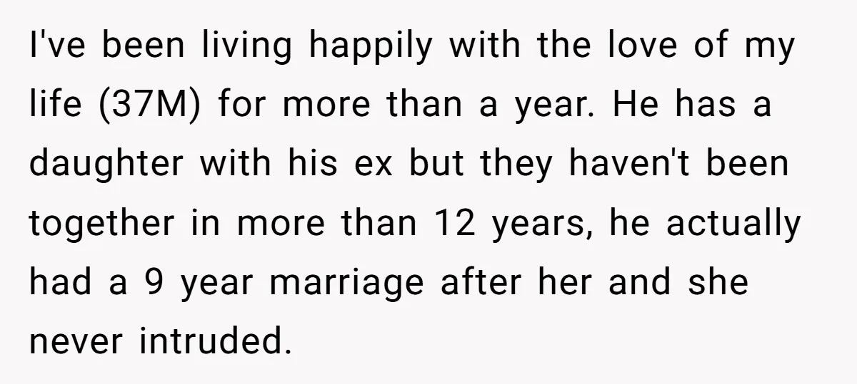 I've been living happily with the love of my life (37M) for more than a year. He has a daughter with his ex but they haven't been together in more...