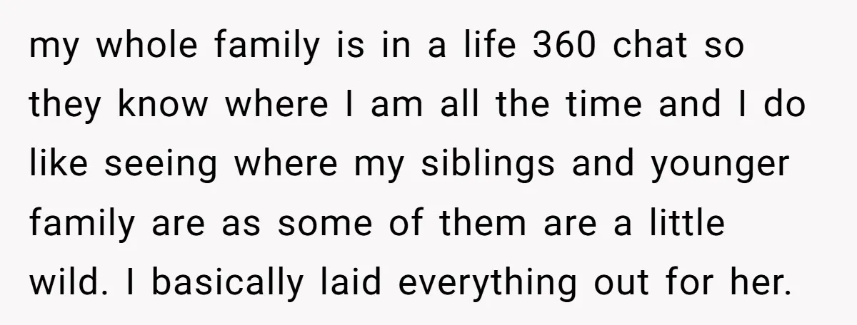my whole family is in a life 360 chat so they know where I am all the time and I do like seeing where my siblings and younger family are...