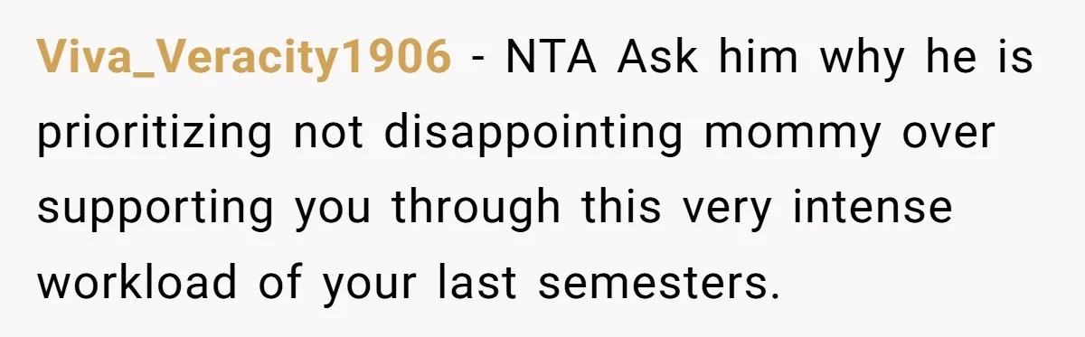 Viva_Veracity1906 − NTA Ask him why he is prioritizing not disappointing mommy over supporting you through this very intense workload of your last semesters.