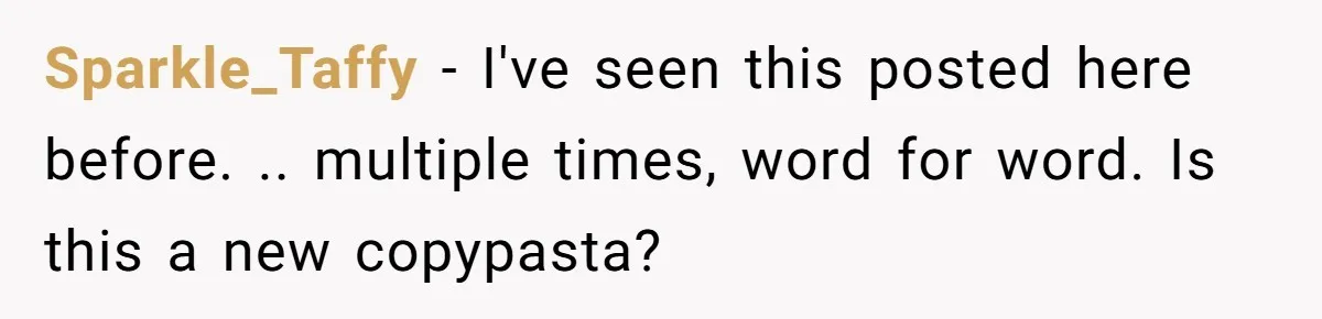 Sparkle_Taffy − I've seen this posted here before. .. multiple times, word for word. Is this a new copypasta?