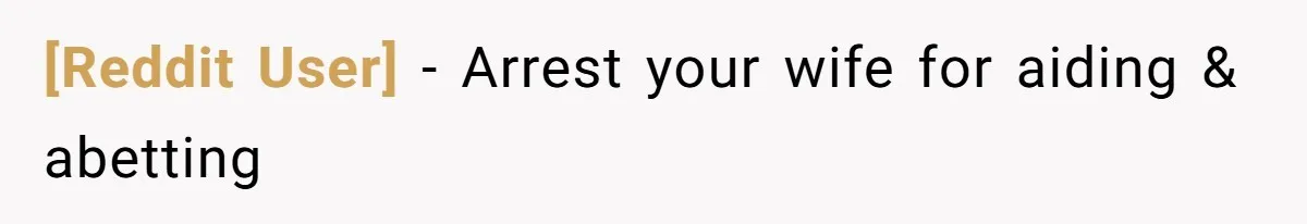 [Reddit User] − Arrest your wife for aiding & abetting