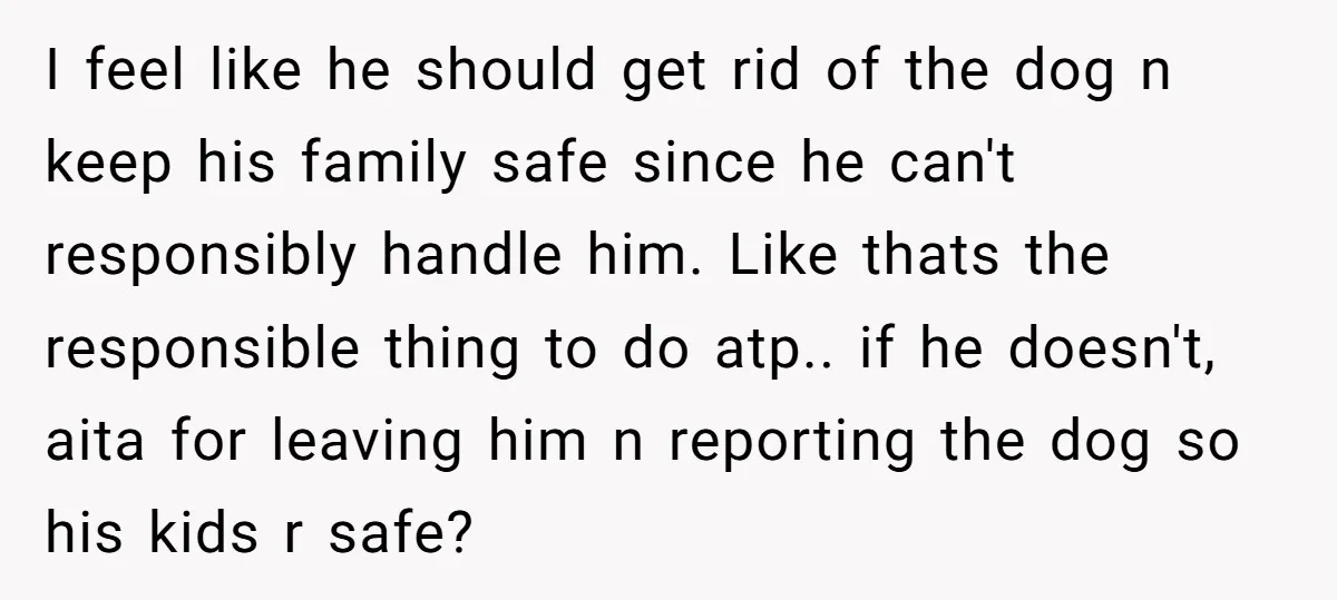 I feel like he should get rid of the dog n keep his family safe since he can't responsibly handle him. Like thats the responsible thing to do atp.. if...