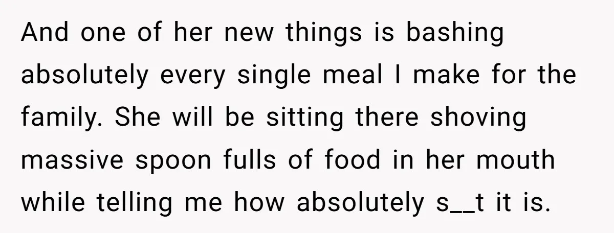 And one of her new things is bashing absolutely every single meal I make for the family. She will be sitting there shoving massive spoon fulls of food in her...