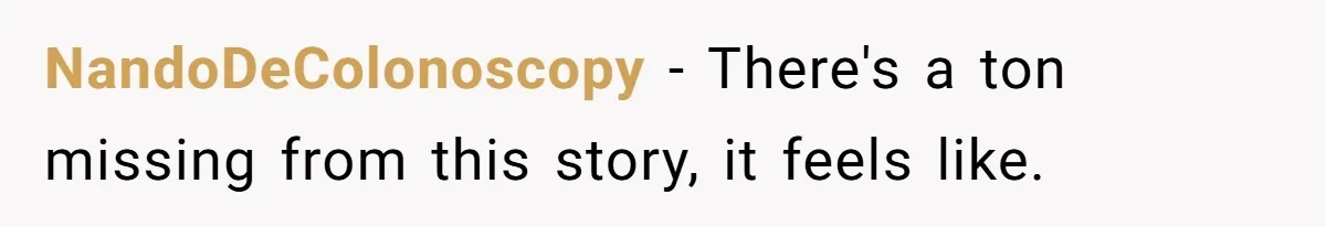 NandoDeColonoscopy − There's a ton missing from this story, it feels like.
