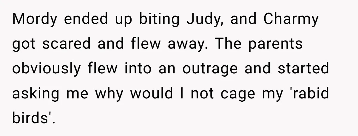 Mordy ended up biting Judy, and Charmy got scared and flew away. The parents obviously flew into an outrage and started asking me why would I not cage my 'rabid...