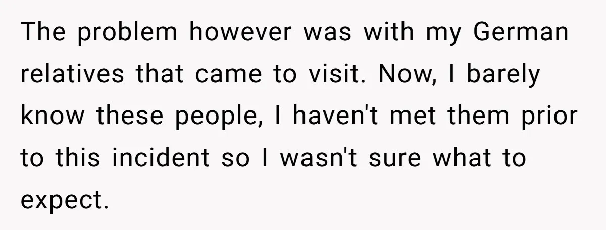 The problem however was with my German relatives that came to visit. Now, I barely know these people, I haven't met them prior to this incident so I wasn't sure...