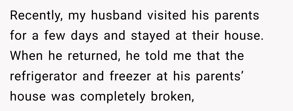 Recently, my husband visited his parents for a few days and stayed at their house. When he returned, he told me that the refrigerator and freezer at his parents’ house...