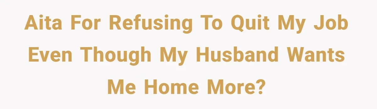 AITA for refusing to quit my job even though my husband wants me home more?