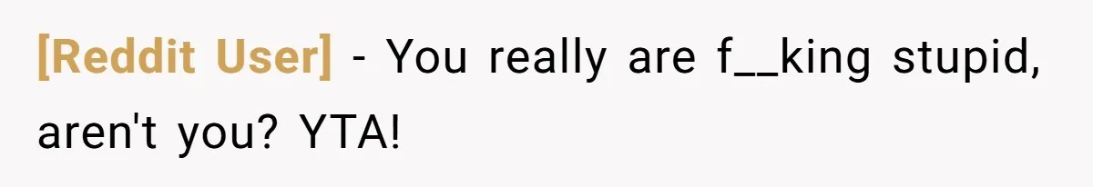 [Reddit User] − You really are f__king stupid, aren't you? YTA!