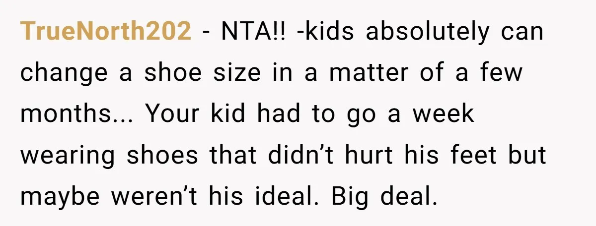 TrueNorth202 − NTA!! -kids absolutely can change a shoe size in a matter of a few months... Your kid had to go a week wearing shoes that didn’t hurt his...