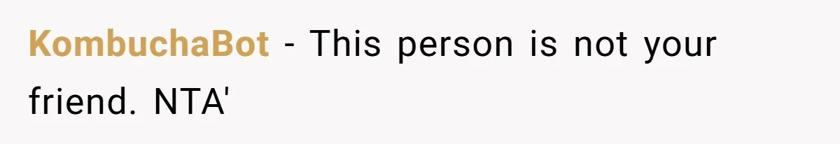 KombuchaBot − This person is not your friend. NTA'