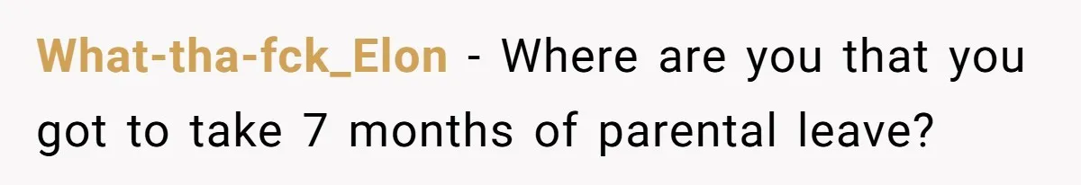 What-tha-fck_Elon − Where are you that you got to take 7 months of parental leave?