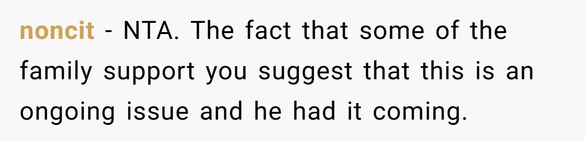 noncit − NTA. The fact that some of the family support you suggest that this is an ongoing issue and he had it coming.