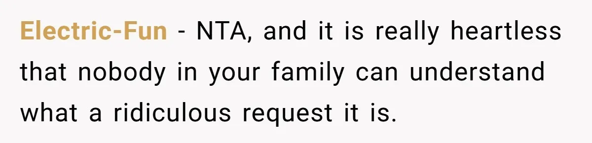 Electric-Fun − NTA, and it is really heartless that nobody in your family can understand what a ridiculous request it is.