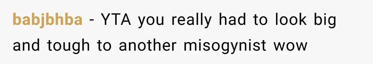 babjbhba − YTA you really had to look big and tough to another misogynist wow