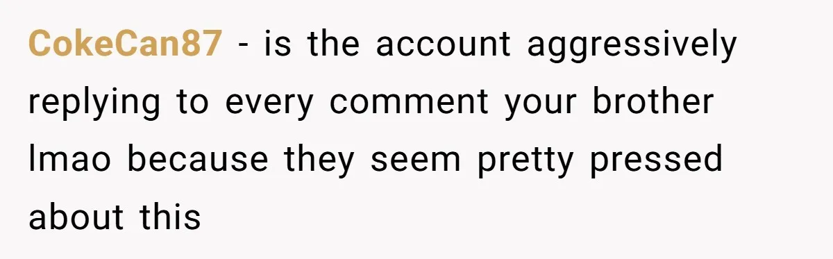 CokeCan87 − is the account aggressively replying to every comment your brother lmao because they seem pretty pressed about this